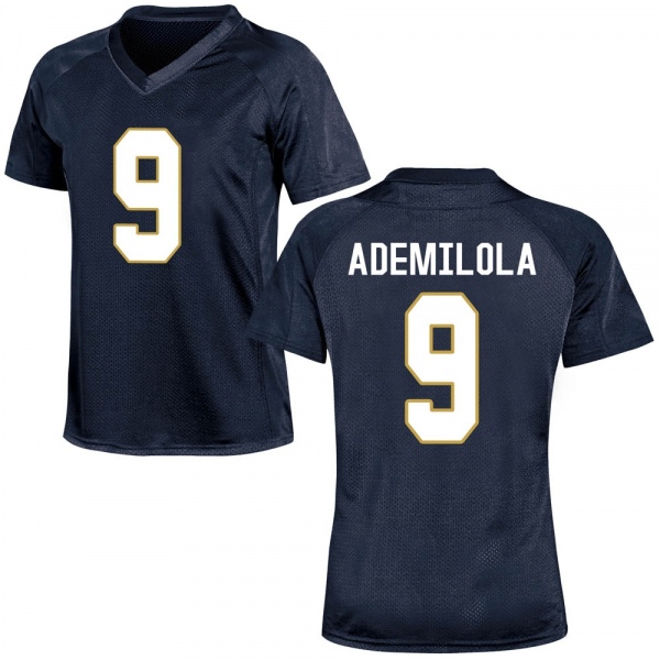 Justin Ademilola Notre Dame Fighting Irish NCAA Women's #9 Navy Blue Game College Stitched Football Jersey HBH1455GQ